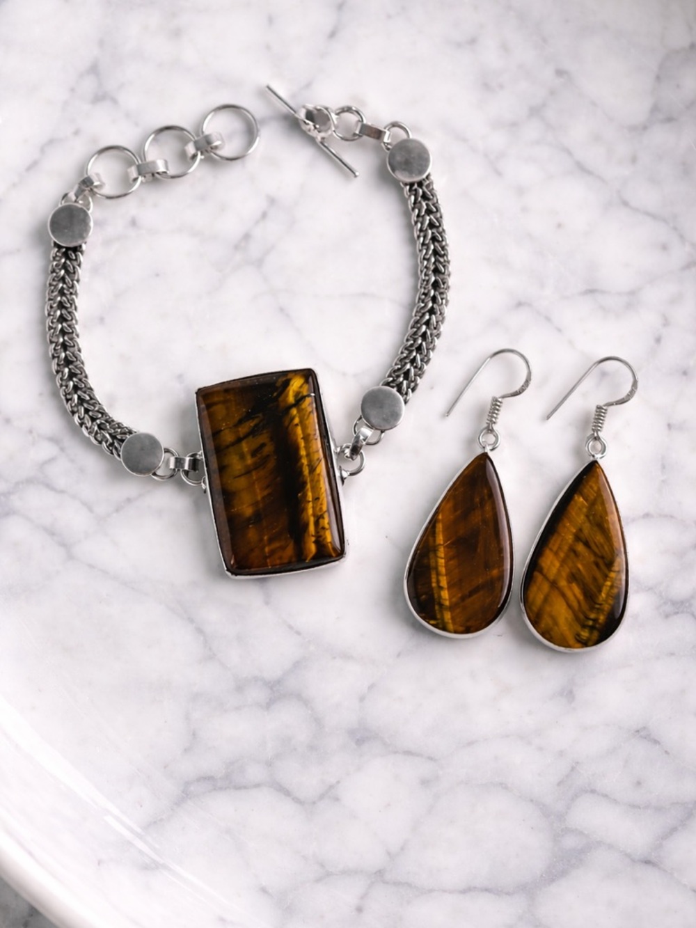 Tiger's Eye Bracelet and Earring Set